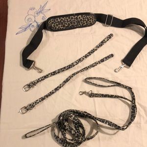 Cute as can be! Cheetah print leash & collar set. Plus a carrier strap to match.